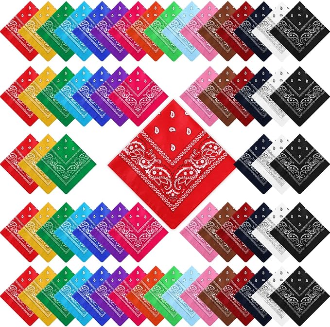 100 Pack Bandanas Unisex Paisley Bandanas Bulk Multi Purpose Cowboy Head Wrap by Handepo