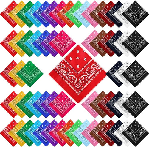 100 Pack Bandanas Unisex Paisley Bandanas Bulk Multi Purpose Cowboy Head Wrap by Handepo