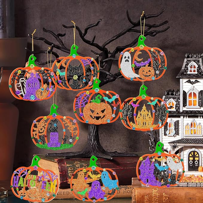 80PCS Wooden Halloween Decoration Pumpkins Ornaments to Paint Happy Halloween - Image 6