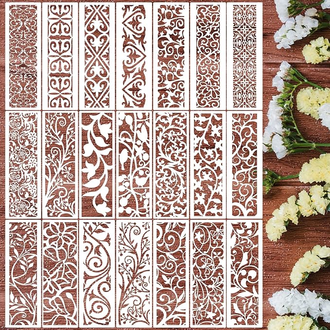 Floral Stencils for Crafts Reusable Texture Stencils Background Stencil Leaf by SUNVERSE