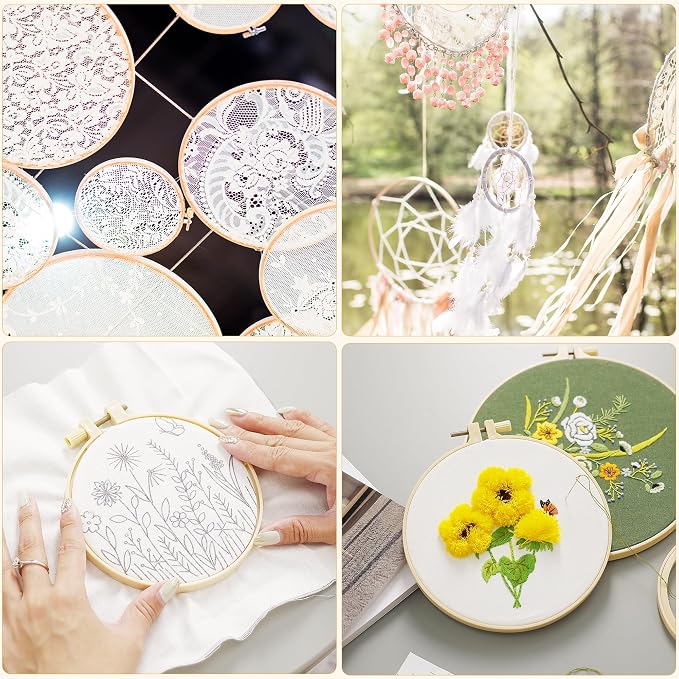 Caydo 6 Pieces Embroidery Hoops 3 Inch to 10 Inch Cross Stitch Hoop Small - Image 7