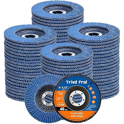 Flap Discs 4 1/2" for Angle Grinder - Trivd Frol 4 1/2 Flap Disc 40 Grit T29 Grinding Wheel, 7/8 Inch Zirconia Abrasive Angle Grinder Sanding Disc for Metal, Wood, Stainless Steel Finishing- 80 Pack