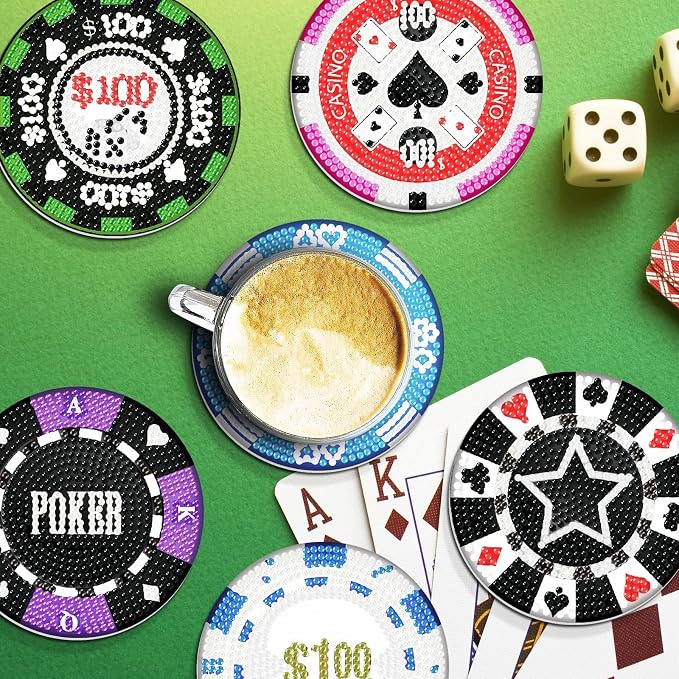 Cumule 8 Pcs Casino Diamond Art Coasters Kits - Image 5