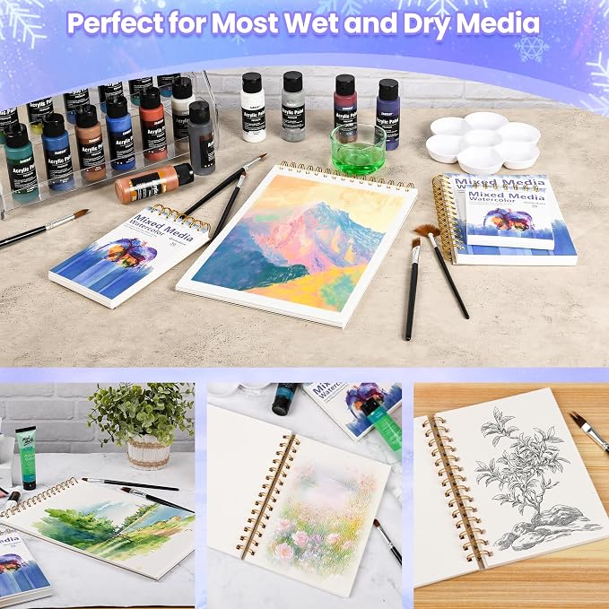 Qlmhudaim Mixed Media Sketchbook 4" x4”| 30 Sheets 140lb/300g | Spiral Bound - Image 6