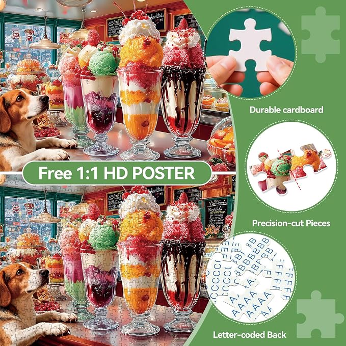 500 Pieces Puzzle for Adults, Puzzles for Adults 500 Pieces, Retro Ice Cream - Image 4