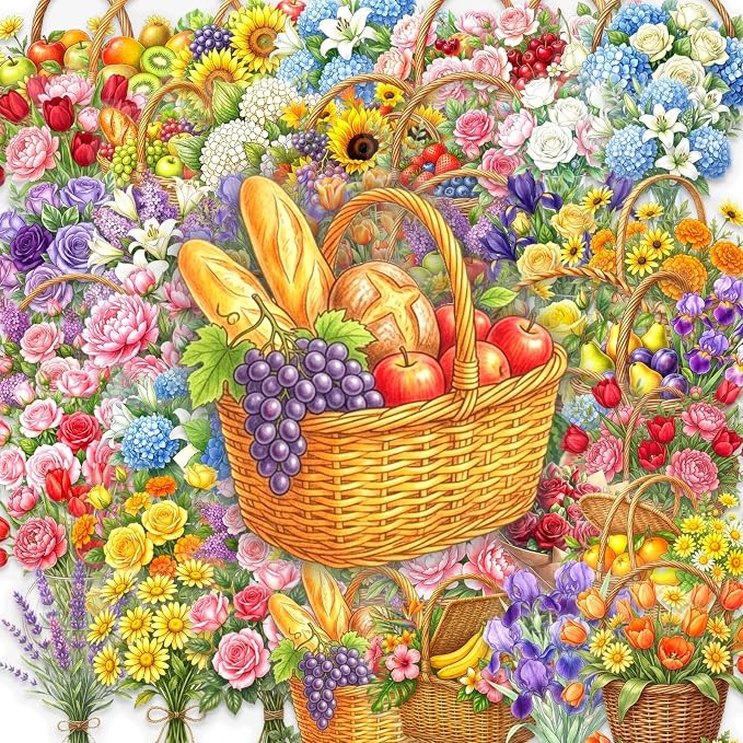 50Pcs Transparent Aesthetic Flowers Stickers - Image 8