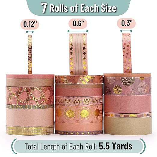 Mr. Pen- Washi Tape Set, 21 Rolls, Boho Design | 5.5 Yards/Roll, Washi Tape - Image 3