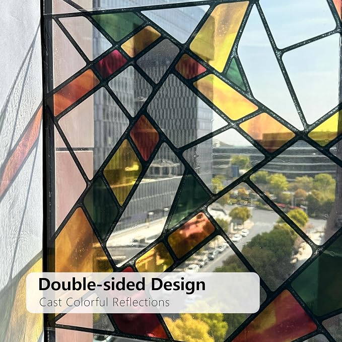 Faux Stained Glass Effect Window Film, Original Double-Sided Hand-Drawn Static - Image 5