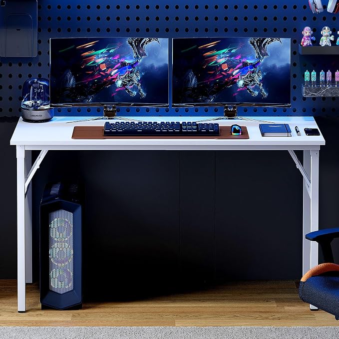 Need Large Folding Computer Desk, 60 Inch Writing Table, Metal Frame, Sturdy - Image 6