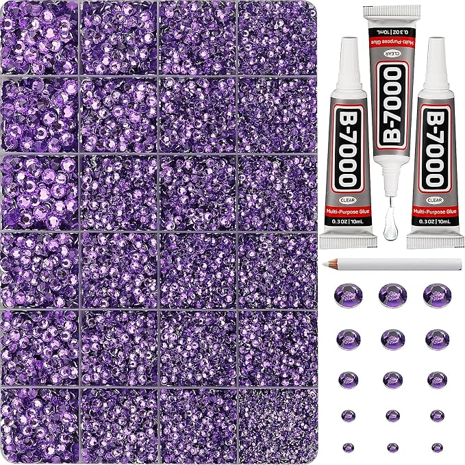 33000Pcs Amethyst Rhinestones for Bedazzling, 6mm Bedazzler Kit by Worthofbest