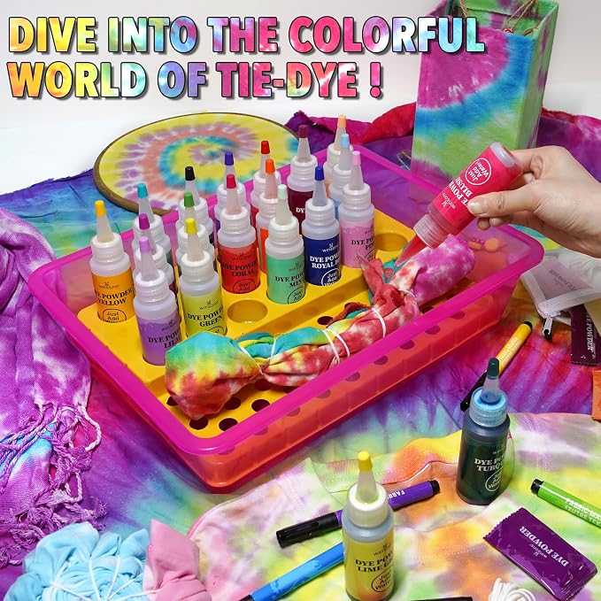 20 Colors Tie Dye Kit, 1 Tie Dye Workstation, 7 Set Fabric Markers, Non Toxic - Image 3