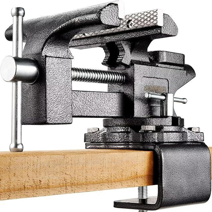 Bench Vise 6", Vice for Workbench with Heavy Duty Forged Steel Construction, Built-in Pipe Jaw and Swivel Base, Table Vise for Woodworking, Home Workshop Use and DIY Job