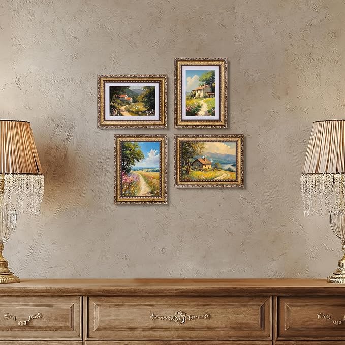 eletecpro 5x7 Vintage Picture Frame, Glass Cover, Bronze Gold, Horizontal or - Image 7