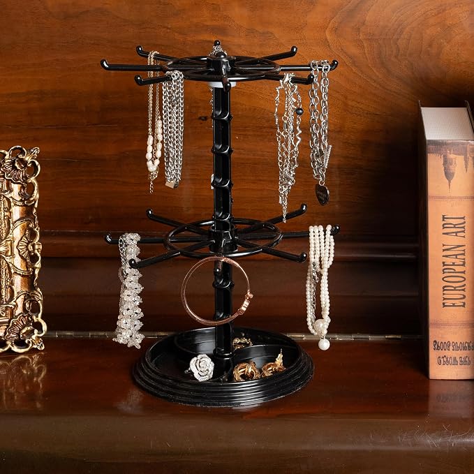 2 Tier Rotating Jewelry Display Stand, Necklace Holder, Jewelry Tree Stand - Image 5