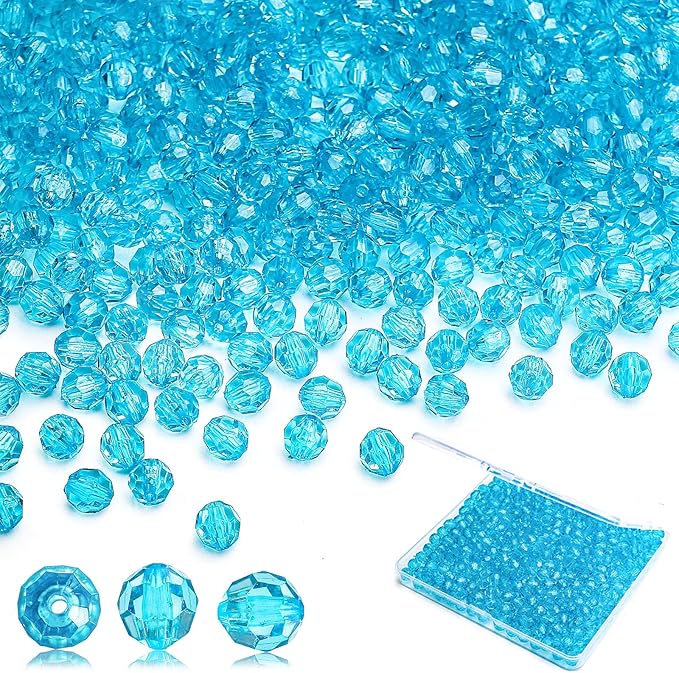 BONNY BOXX 1000pcs 6mm Acrylic Faceted Round Crystal Beads Transparent by BONNY+BOXX