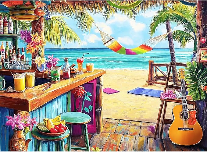 500 Piece Puzzle for Adults, Vacation Jigsaw Puzzle, Seaside Bar Puzzles 500 by VOLUVOLU