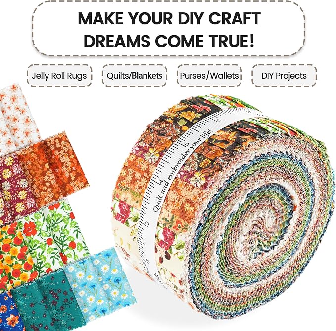Craftido-20 Options-100% Cotton Jelly Roll Fabric Precut Strips - Image 5