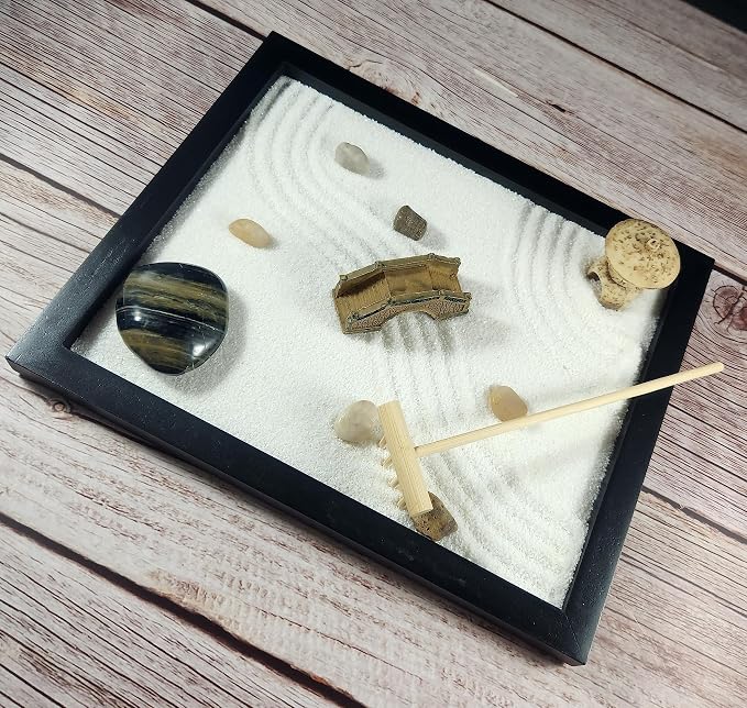 Zen Sand Garden for Desk with Rake, Rocks and Figures - Image 3