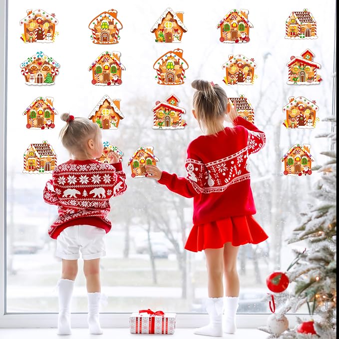 Renbuzhu 40PCS Christmas Crafts Bulk: Gingerbread House Paper Suncatchers DIY - Image 2