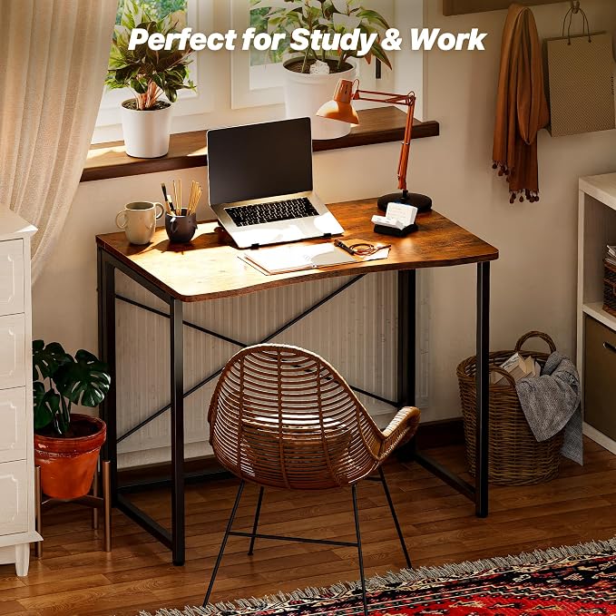 Huuger Folding Desk for Small Spaces, 31.5 Inch Foldable Computer Table - Image 7