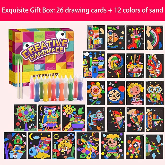 RivanPal Colorful Sand Art Kit Crafts, 26 Different Cartoons - Image 7