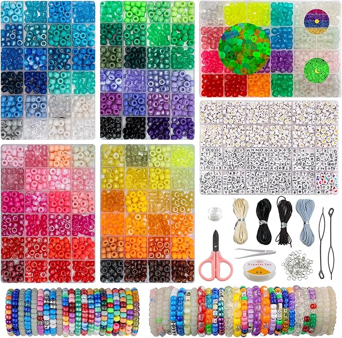 Acrylic Pony Beads Jewelry Making Kit – 110 Colors, UV Color Changing & Glow by NikkiGuojewelry