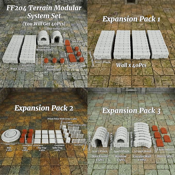 Dungeon Walls 40pcs 28mm Miniature RPG Modular System DND Terrain Building - Image 3