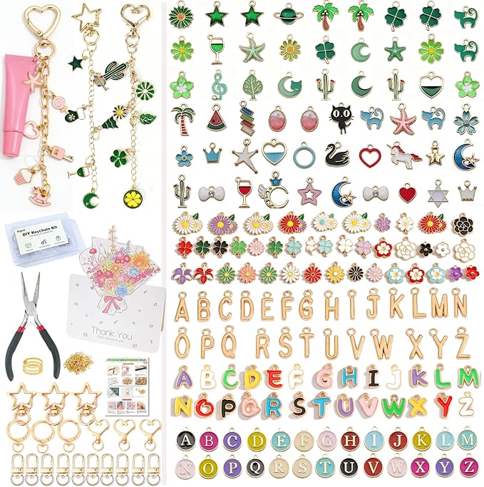 Kupor 460Pcs DIY Keychain Making kit, 7 Themes DIY Bag Charm kit, 78 Letter Sets by Unknown