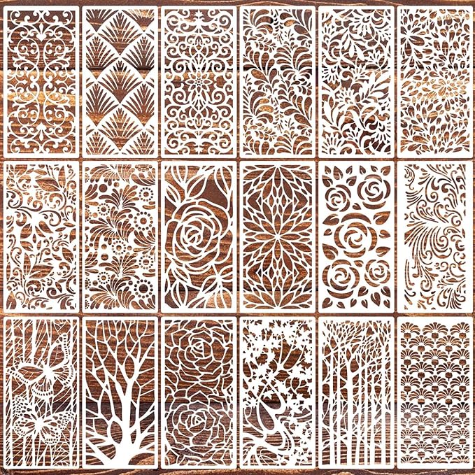 Stencils for Crafts Reusable Texture Stencils Background Stencil Leaf Floral by SUNVERSE