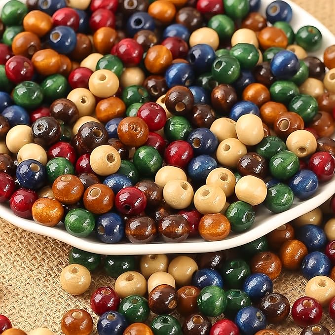 DAHI 1000PCS Colorful Wooden Beads 8mm Assorted Macrame Wooden Loose Spacer by DAHI