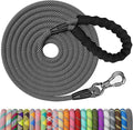 NTR 30FT Heavy Duty Leash for Dog, Rope with Swivel Lockable Hook, Reflective Thread, Padded Handle, Dog Lead line Walking, Hunting, Camping, Backyard Small Medium Large Black, 30ft*3/5/''