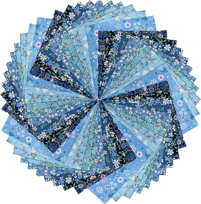 50pcs 5 x 5 inches Multicolor Cotton Fabric Bundle Squares by Unknown