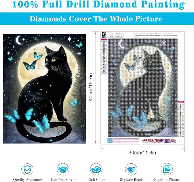 Meothan 5D Black Cat Diamond Art Kits - Image 3