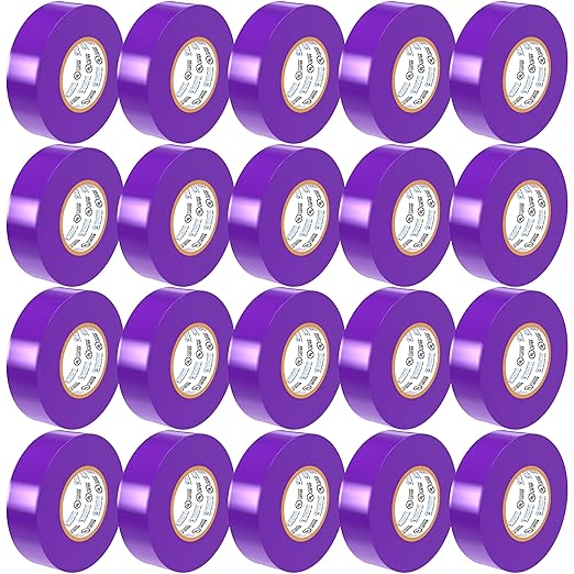 OHLECTRIC Professional Grade Vinyl Electrical Tape (20 Pack) Purple - 7 Mil Thick Flame-Retardant, Heat & Weather Resistant 3/4 Inch x 60 Feet | Ideal for Contractors & Electricians
