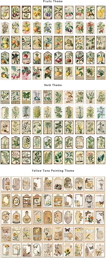 PRSTINCOL 300 Pcs Scrapbook Washi Stickers, Vintage Flower Butterfly Botanical - Image 3