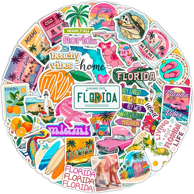 100Pcs Florida Stickers and Decals by BulbaCraft