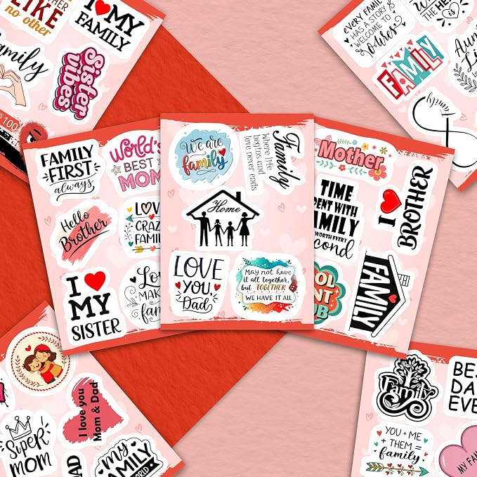100Pcs Family Stickers for Scrapbooking, Water Bottle - Image 5