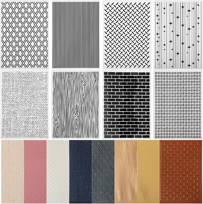 Geiserailie 8 Pcs Embossing Folders 2d/3D Embossing Machine Template Paper Card by Geiserailie