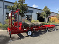 15HP Portable Sawmill - 420cc Gas Engine, 32” x 188.74” Cutting Capacity, 12-8 High Speed Tire, 8 jacks, Heavy-Duty Steel, 2 safety hooks, Quick-Adjust Sawhead - Ideal for Home, Farm & Business