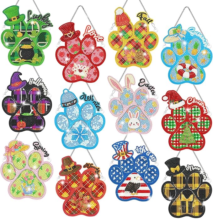 Cinnvoice 12 Pcs Summer Seasonal Diamond Art Hanging Ornament Kit by Cinnvoice