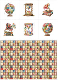 Patchwork Globe Cotton Fabric Panel – 6 Designs + Bonus Sheet 29.5×19.6 inch by FabricsTown