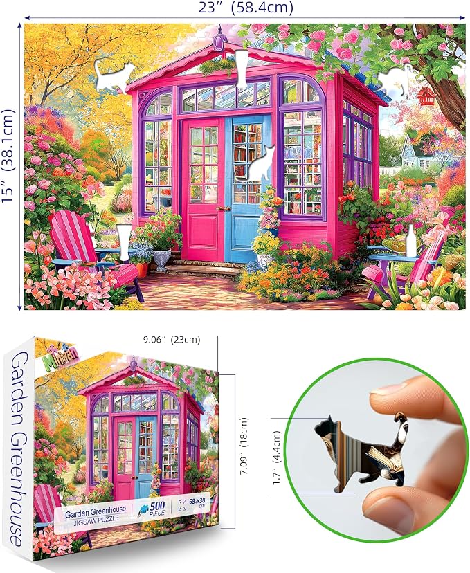 MINIWAN 500 Piece Pink Garden Greenhouse Jigsaw Puzzle - Image 2