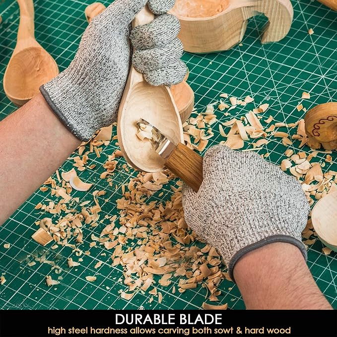 BeaverCraft Spoon Carving Hook Knife SK1 - Spoon Carving Tools Right-Handed - Crooked Whittling Knife for Spoons Kuksa Bowls and Cups, Whittling Tools for Beginners and Professional Carvers
