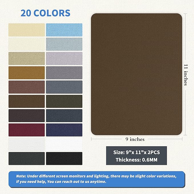 KING MOUNTAIN Canvas Repair Patch 9 x11 Inch 2 Pcs Self-Adhesive Waterproof Fabric Patch for Sofas, Tents, Furniture,Tote Bags, Car Seats (Dark Brown)