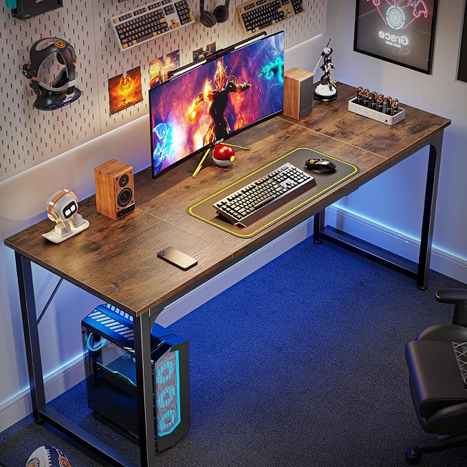 Huuger Computer Desk, 63 Inch Office Desk, Gaming Desk - Image 4