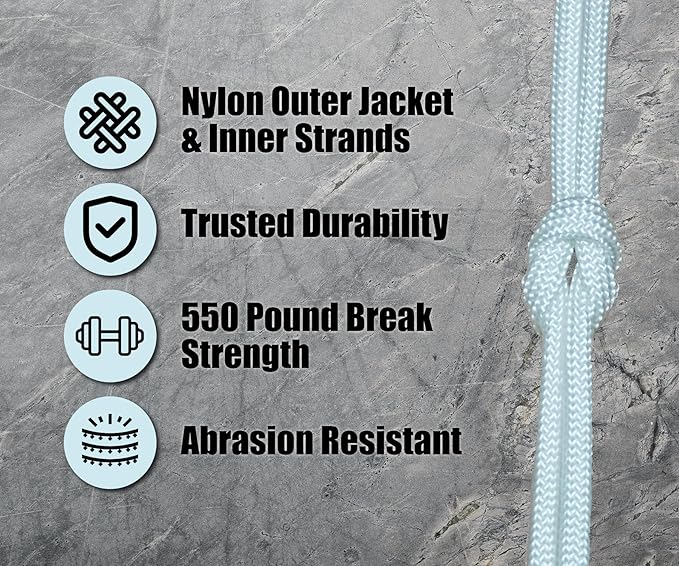 BORED? PARACORD! 550 lb Paracord - Ideal for Crafting, Camping, DIY Projects, Active & Military Outdoors - Strong Survival Rope - Tactical Parachute Cord Type III - White 1000 Feet