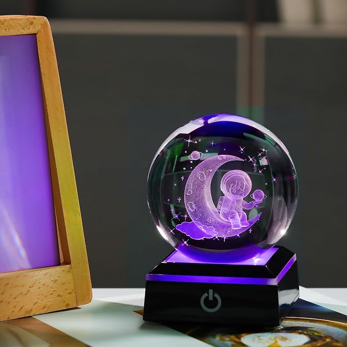 3d Astronaut Moon Crystal Ball Planets Space Decor Astronomy Science Gift | - Image 3