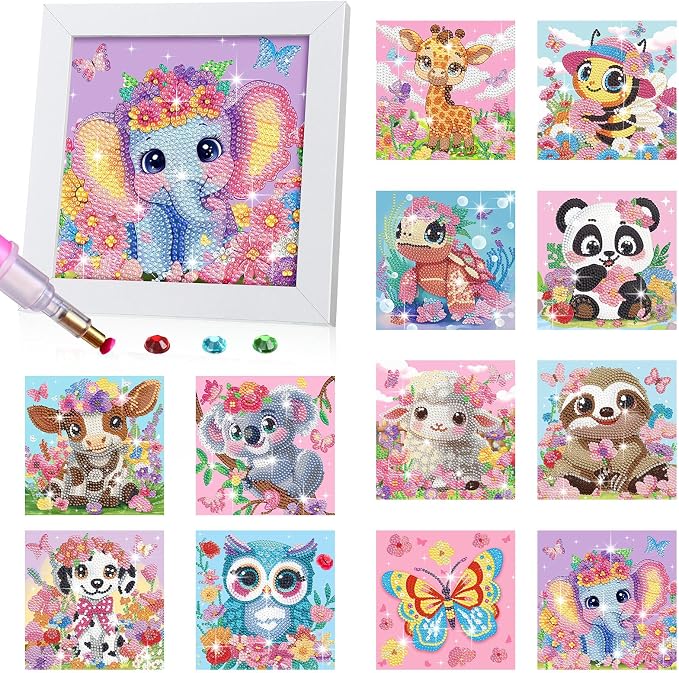Trandraft 13 Pcs Cute Animal Monthly Diamond Art Kits by Trandraft