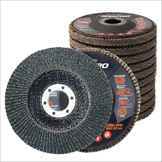 Jumbo Zirconia Flap Discs 4 1/2 for Angle Grinder, 60 Grit 4.5" x 7/8" High Density Type 29 Arbor Grinding Wheels for Wood Finishing, Rust Removal, Metal Sanding - 10 Pack