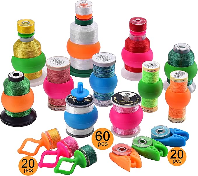 New brothread 60 Thread Spool Holder + 20 Bobbin Holders + 20 Bobbin Clips by Newbrothread